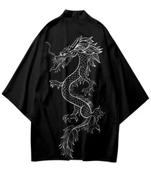 Street Fashion Men's Cardigan Kimono Chinese Dragon Totem Print Fashion Men's Tops Large Size Summer New Kimono Summer Comfort