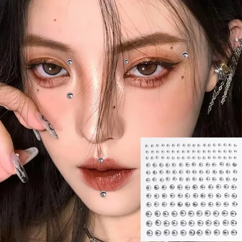 180pcs 가짜 립 네일 눈썹 코 반지 피어싱 없음 립 네일 스티커 Selfadhesive 방수 재사용 가능한 바디 배꼽 쥬얼리