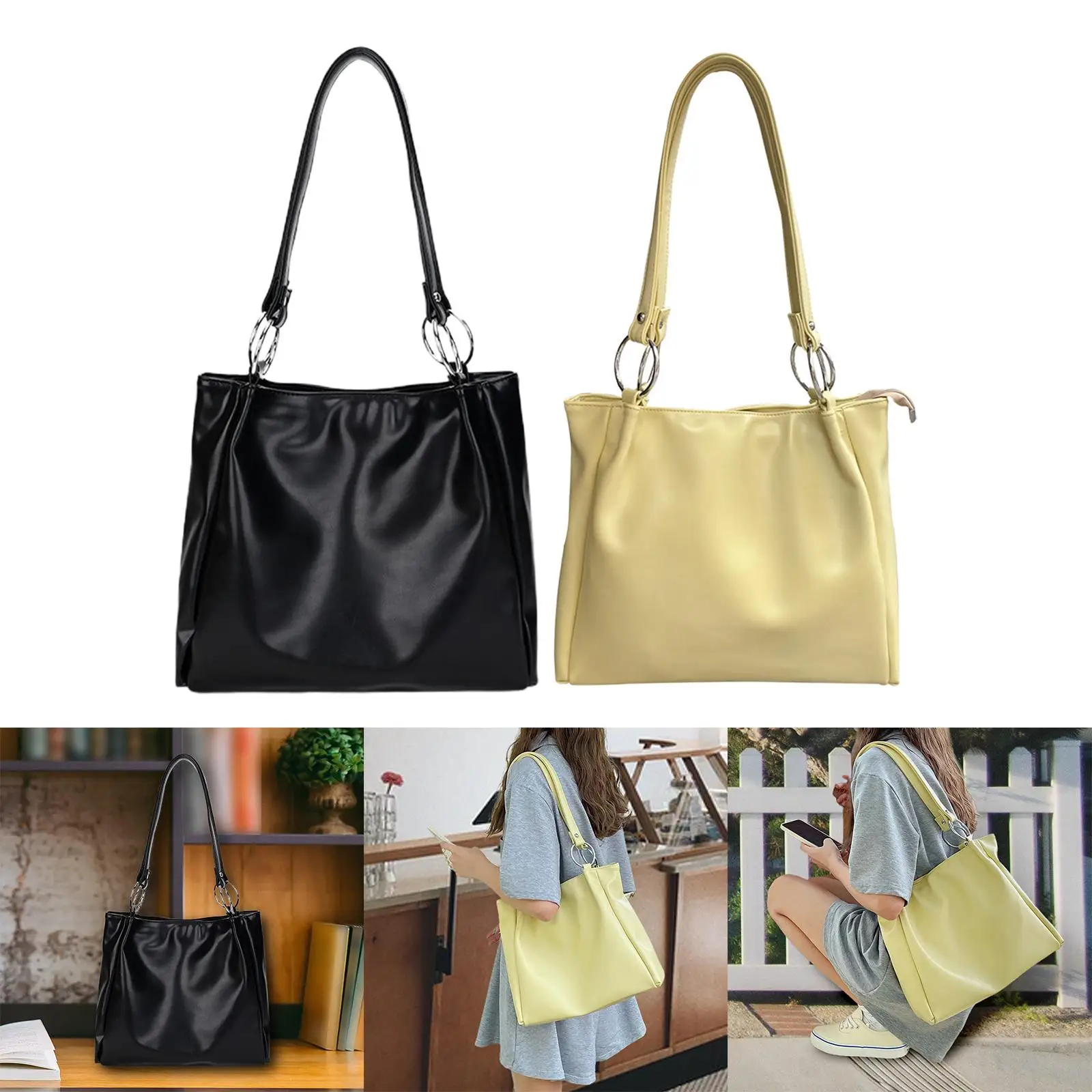 

Summer Women Shoulder Bag Handbag Big Capacity Purse Handle Soft Bucket Bag Gift Shopping Beach Casual