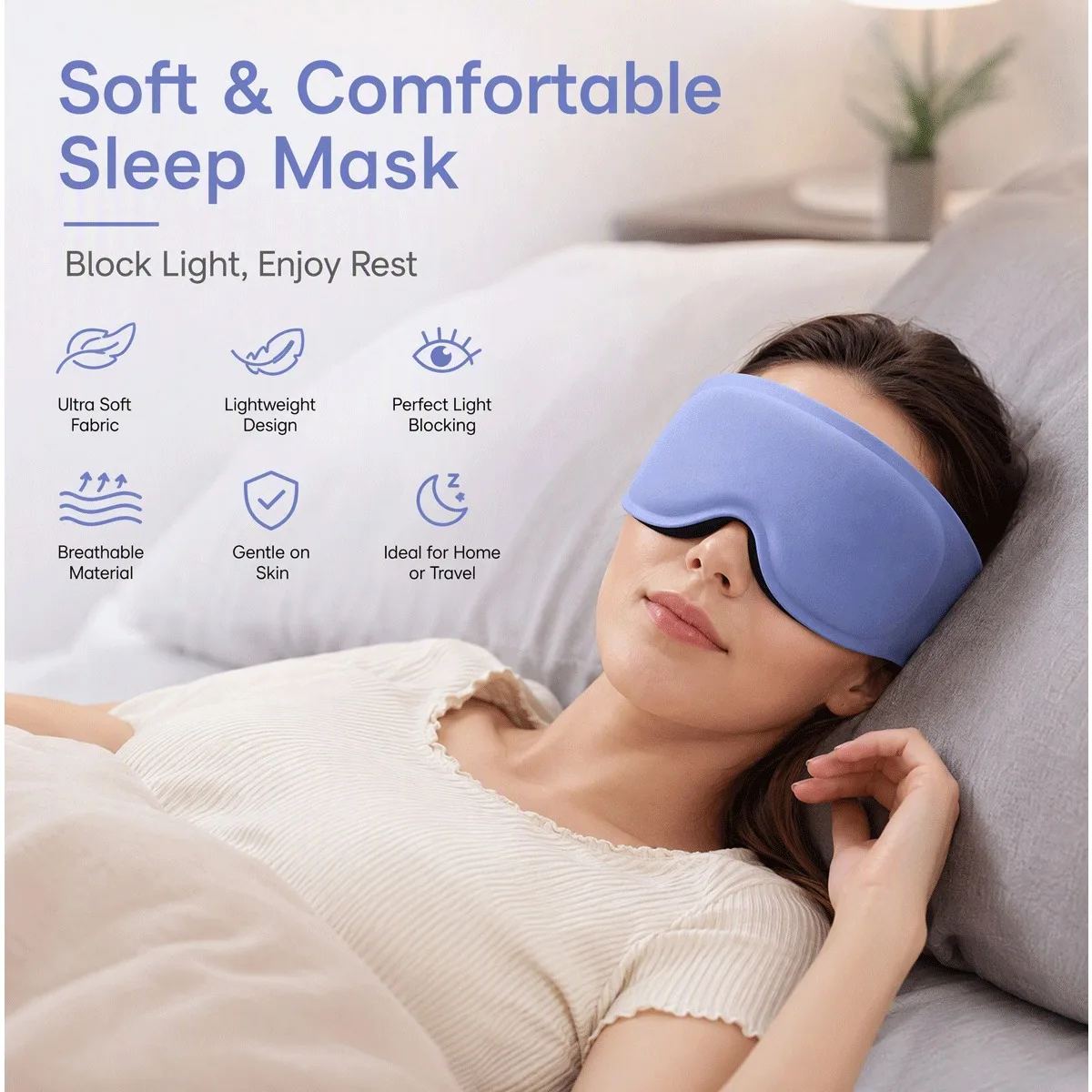 3D Contoured Weighted Sleep Eye Mask, 100% Blackout Blindfold, Soft Gravity Pressure Eye Cover for Sleeping & Airplane Travel