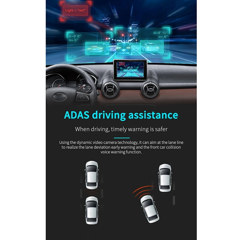 New 1080P Driving Recorder USB Zinc Alloy Android Large Screen Navigation Dedicated ADAS DVR 140 Degree Wide Angle Motion Detect
