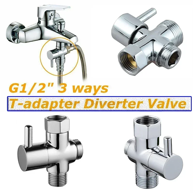 

G7/8" G1/2" Diverter Valve 3 Way T-Adapter Converter for Shower Brass Water Tap Connector Bathroom Faucet Water Separator