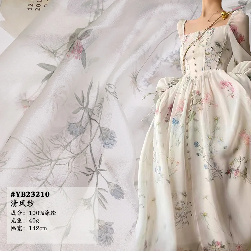 Chiffon Printing Fabric Spring/Summer Dress Fabric Chiffon Breeze Yarn Printed Fabric for Sewing