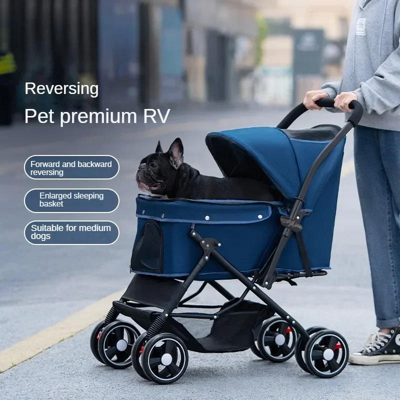 Reversible Pet Stroller Dog Cat Light Foldable Out Pet Cart Small Dog Stroller