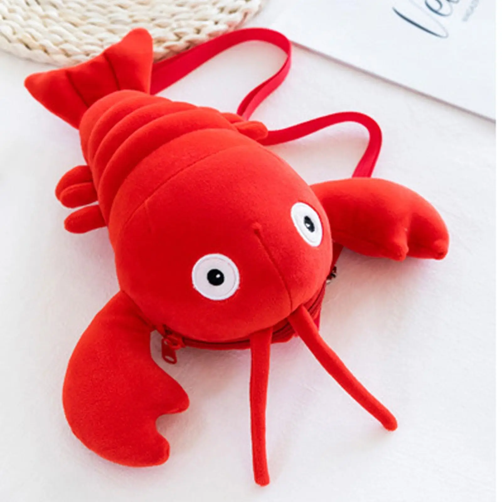 Crayfish Plush Crossbody Bag Casual Soft Novelty Animal Shaped Purse for Dating