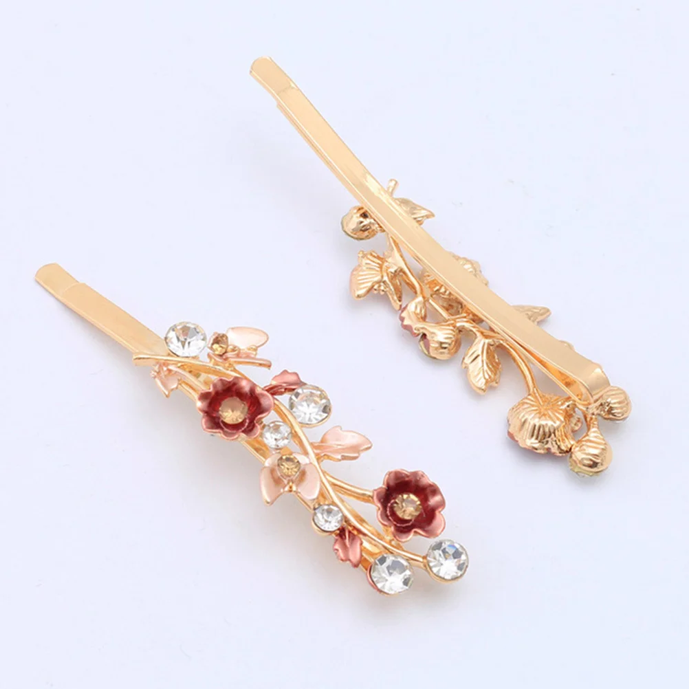 

6Pcs Delicate Rhinestones Flower Hair Pins Vintage Sparkling Hair Clips Decorative Barrettes for Women Girls Weddings Parties