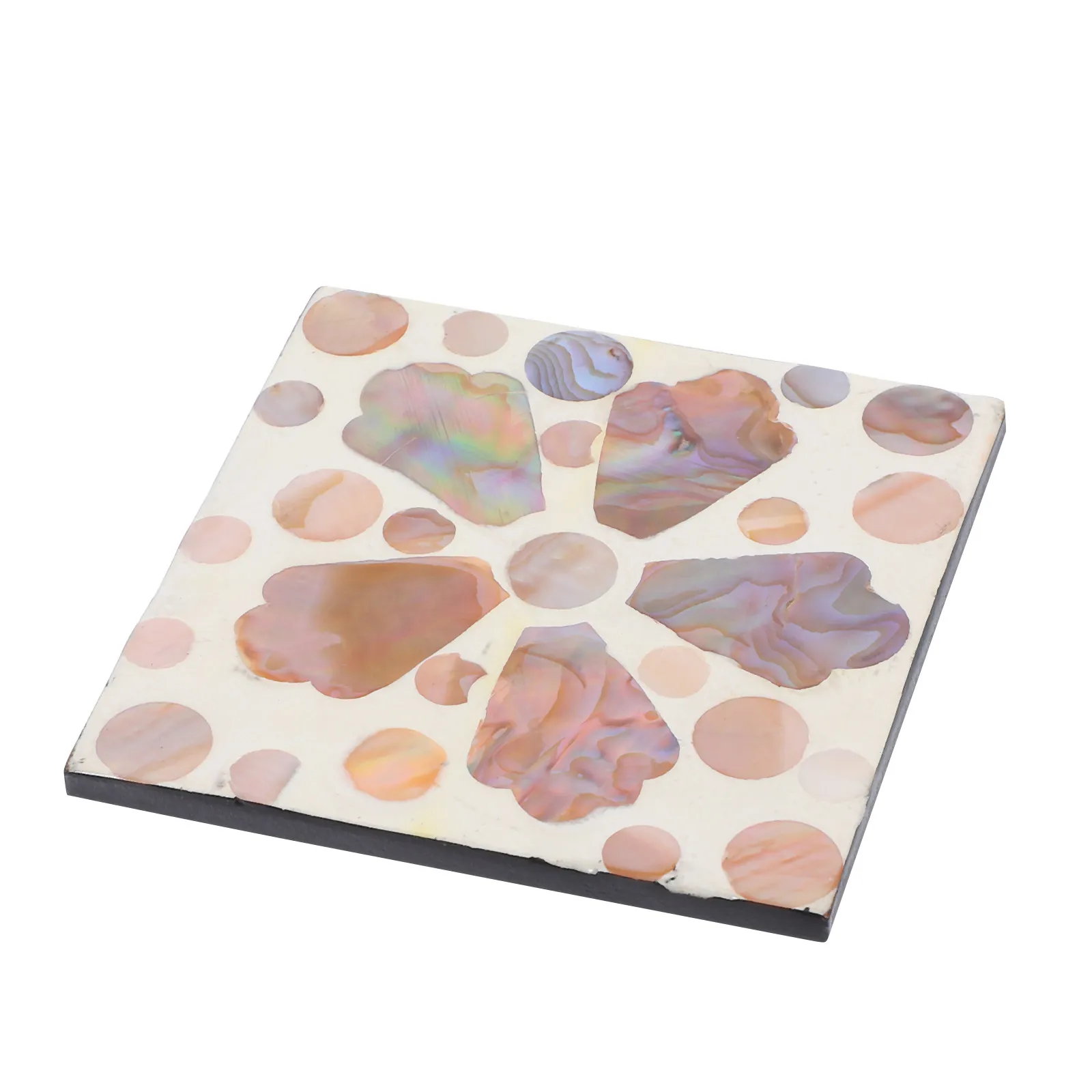 Square Shell Flower Coasters Natural Shell Coaster Heat Insulation Pad Decorative Drink Coasters Tabletop Protection