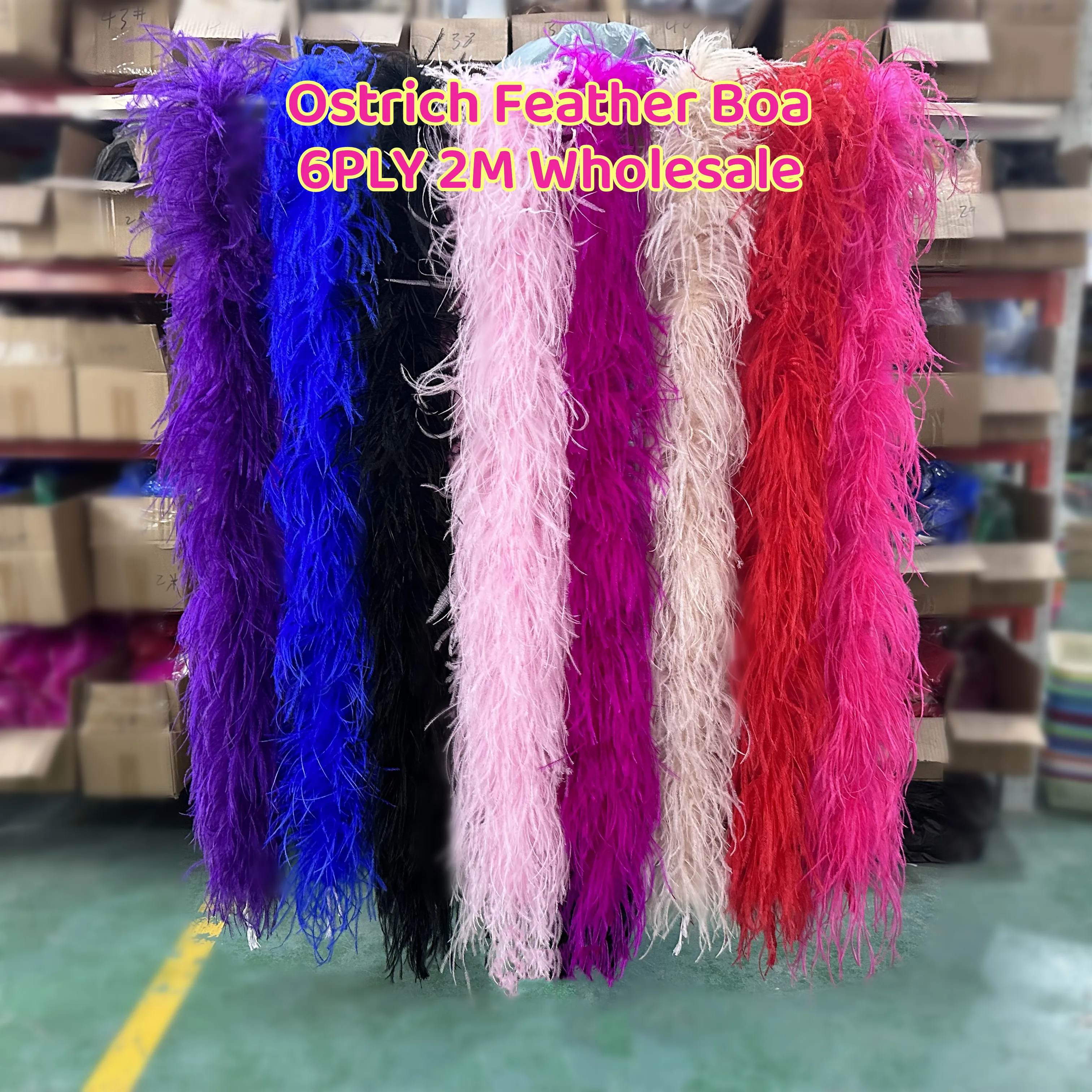 

6 Layer Natural Ostrich Feathers Boa High Quality Fluffy Costumes Trim Boa For Party Clothes Shawl Available Wholesale