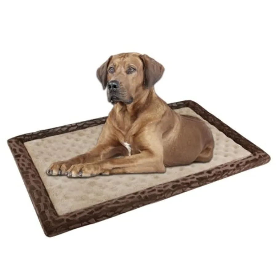 

Dog Crate Pad 48x30 inch Memory Foam Dog Kennel Bed Soft Flannel Washable Anti Slip Puppy Sleeping MatBrown