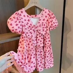 Girls Summer Dress New Korean Western-style Children's Short Sleeved Dress Summer Baby Princess Dress