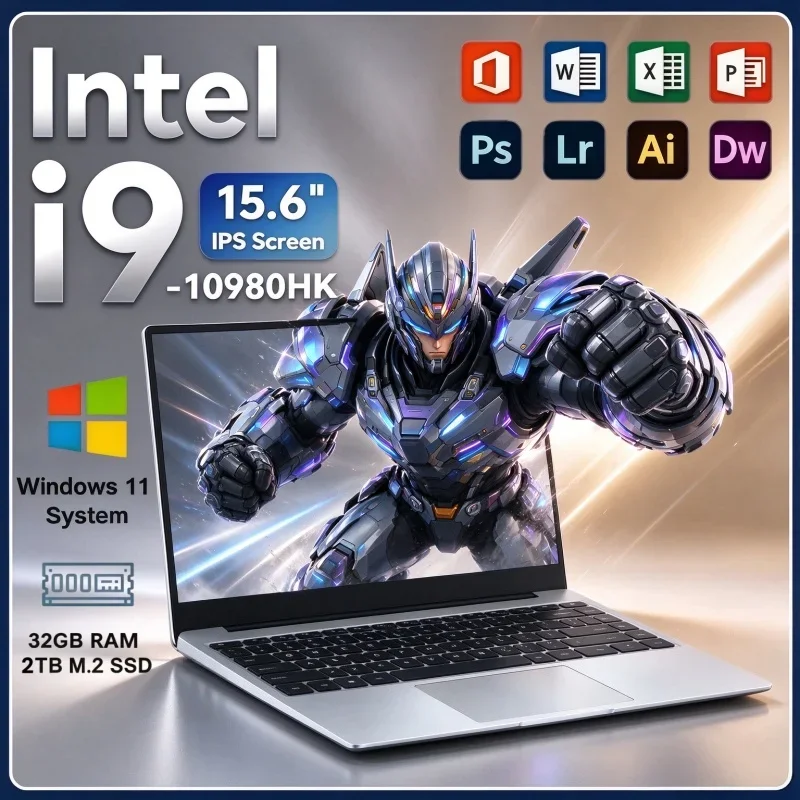 Intel Core I9 10980HK 15.6 Inch Laptop Windows 11 32GB RAM 2TB SSD Fingerprint Recognition Portable PC For Office And Study