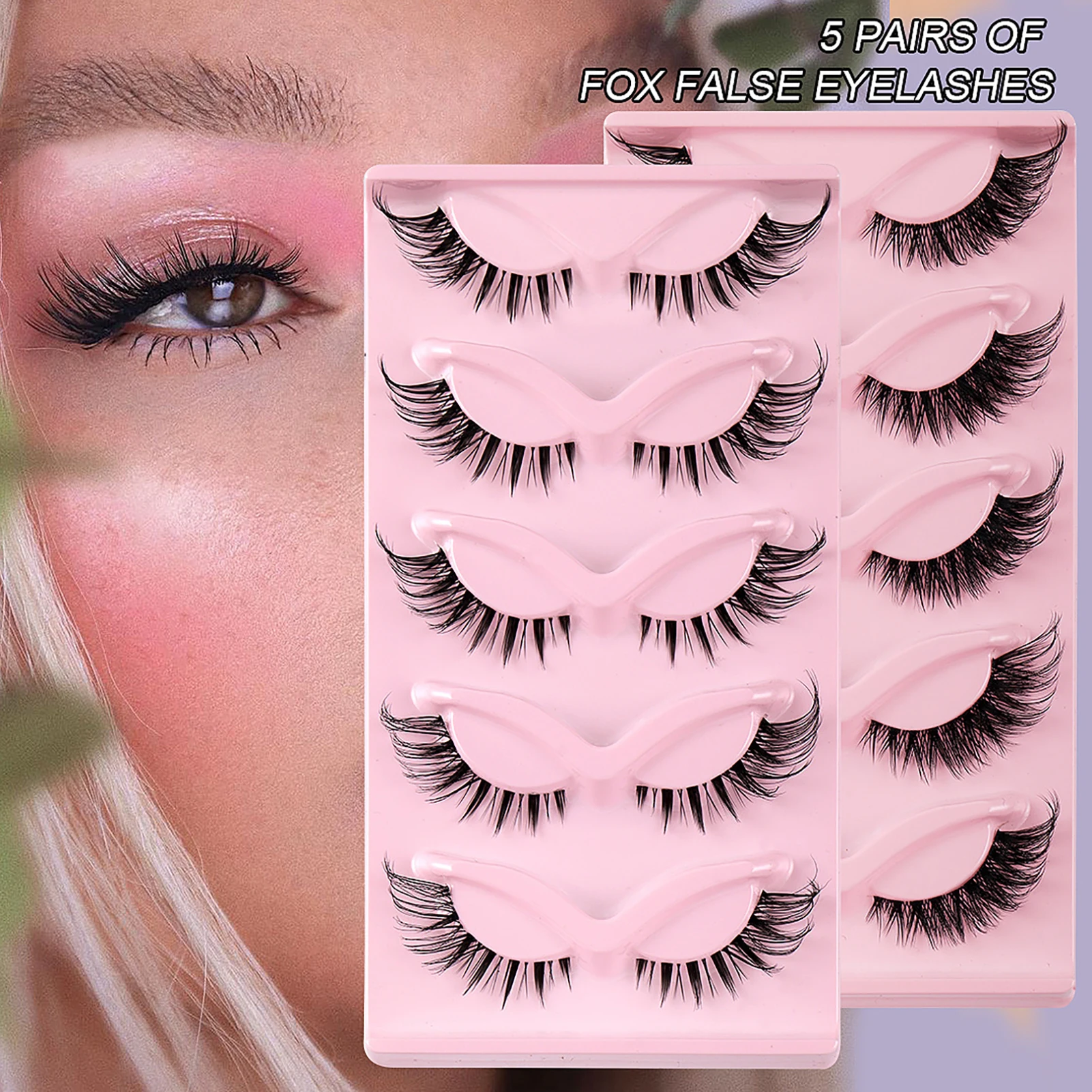 5 Pairs Sexy Eyelashes full strips Wispy cat Eye Lashes winged Thiner Band Lashes for Women and Girls for women makeup