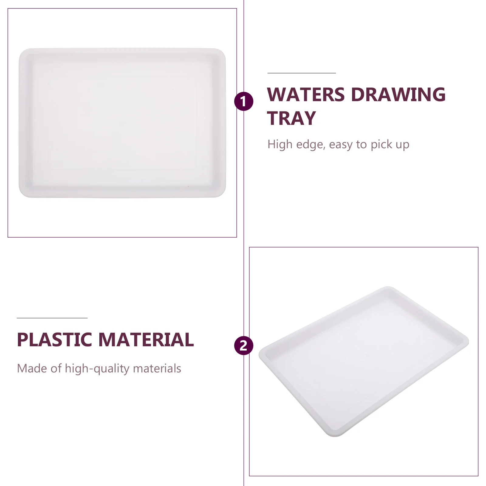 

2Pcs Plastic Painting Tray Lightweight Compact Size for Children DIY Art Projects Smooth Surface Pigment Mixing and Storage