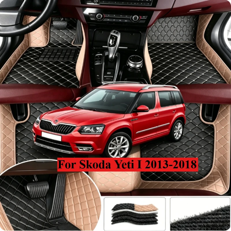 OMANE Custom Car Floor Mats For Skoda Yeti I 2013 2014 2015 2016 2017 2018  Auto Carpets Foot Coche Accessorie