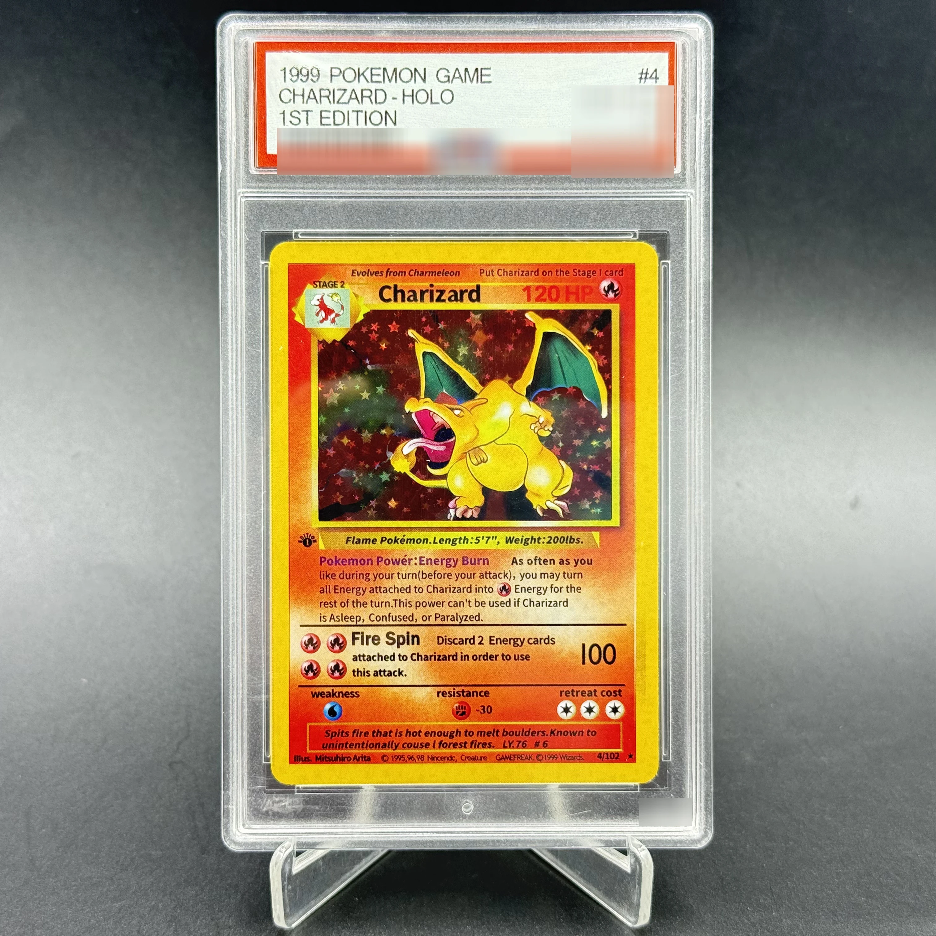 

(English) DIY PKM 1999 PTCG GAME 1ST EDITION CHARIZARD-HOLO Collection Card P/S/A 10/9/8 Points Rating Card Anime Game Card