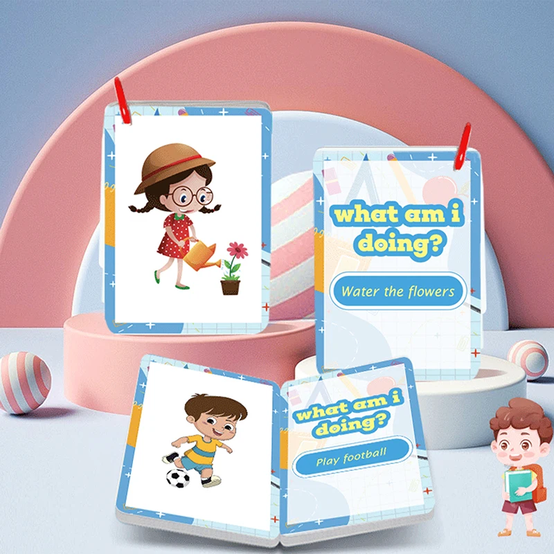 50pcs What Am I Doing Flash Cards Conversation Flashcards Action Behaviors Lanuage For Learning To Talk Family Cards