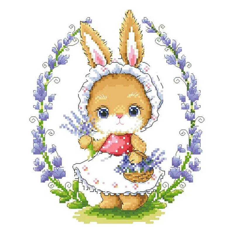 Amishop Gold Collection Lovely Counted Cross Stitch Kit Flower Bunny Rabbit SO