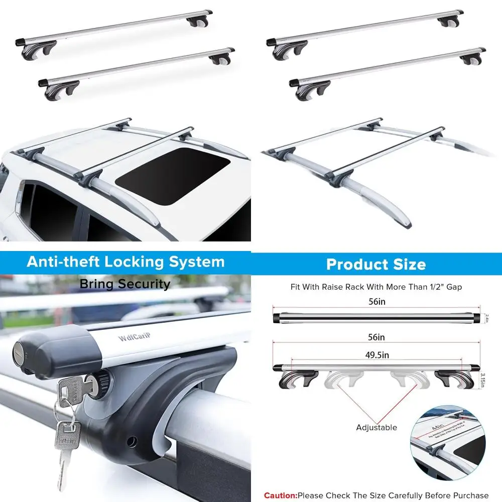 

Универсальные алюминиевые поперечины 56 для багажников на крышу, вместимость 260 фунтов, совместимые с рельсами