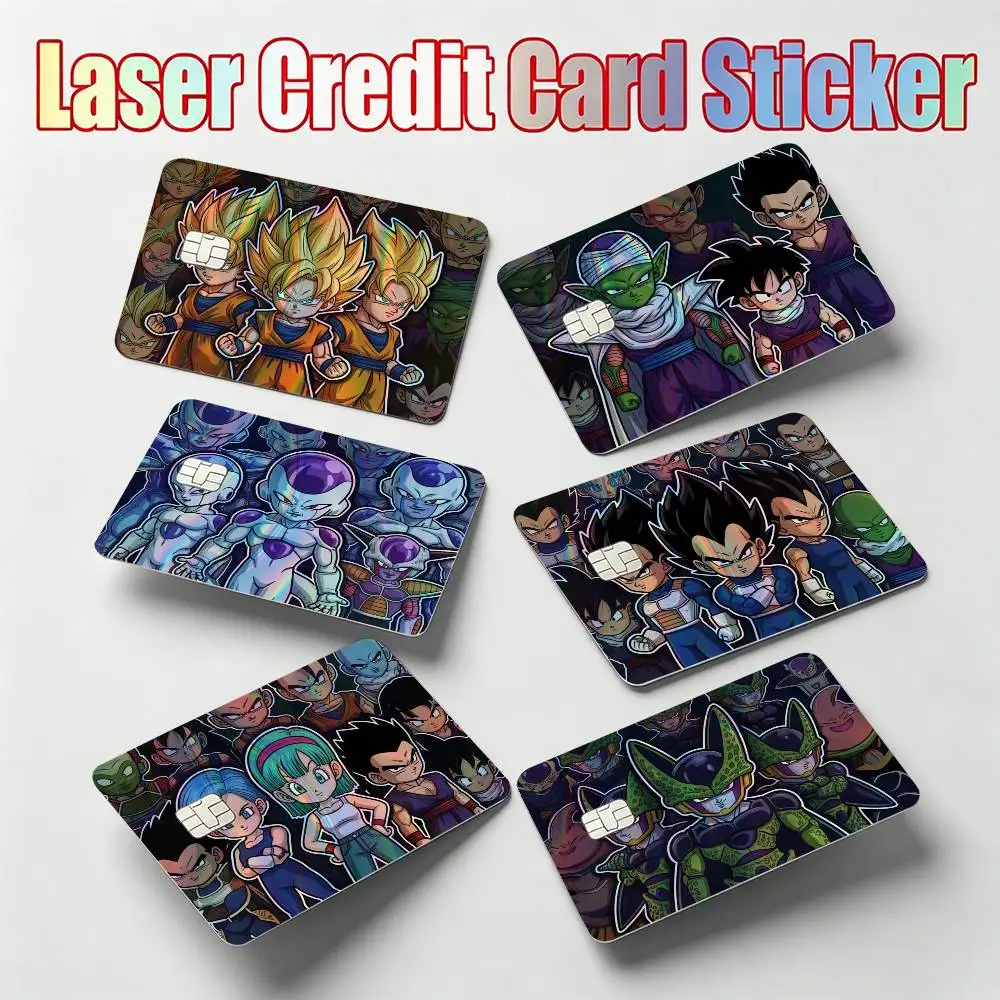 Autocollant réfléchissant laser DRAGON BALL Son Goku Vegeta Super Saiyan pour carte de débit et de crédit