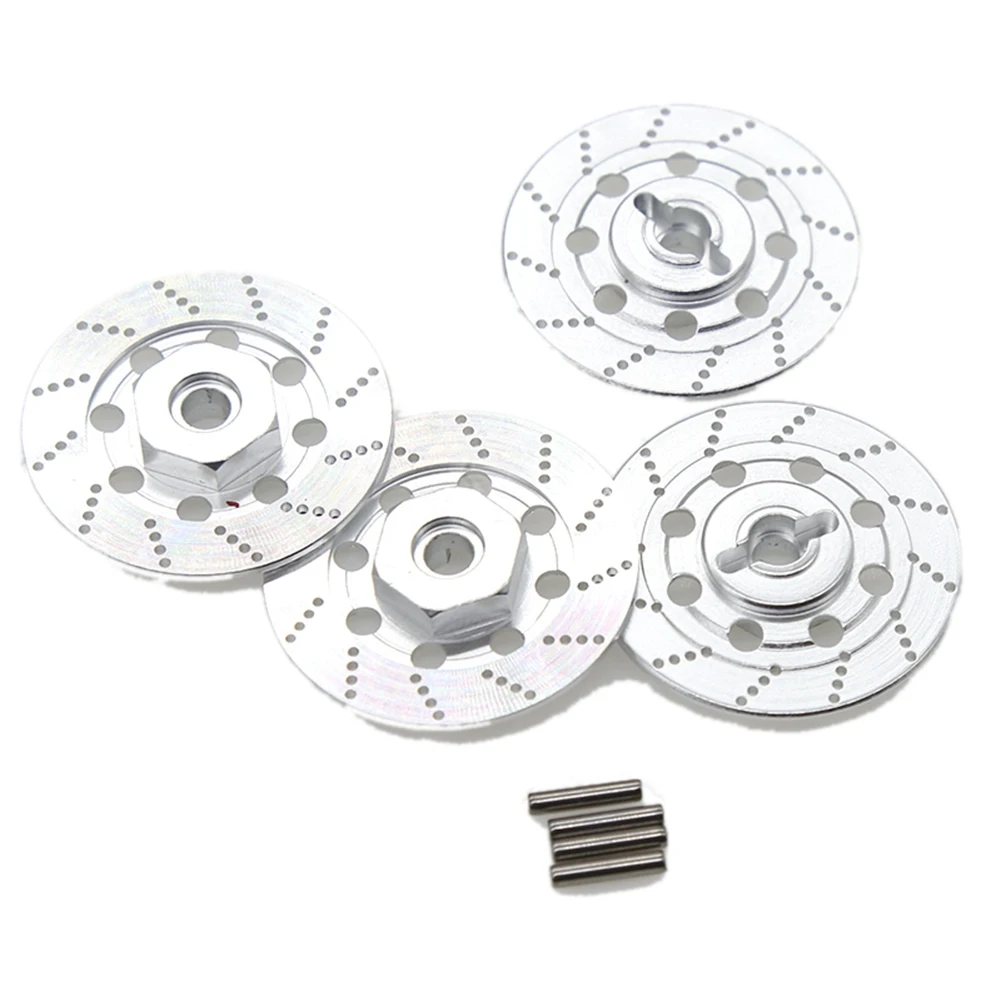 4PCS Metal Brake Disc Wheel Rim Box Metal Hex Adapter 12mm for 1/10 Sakura D4 On-Road Racing RC Car Parts,Silver