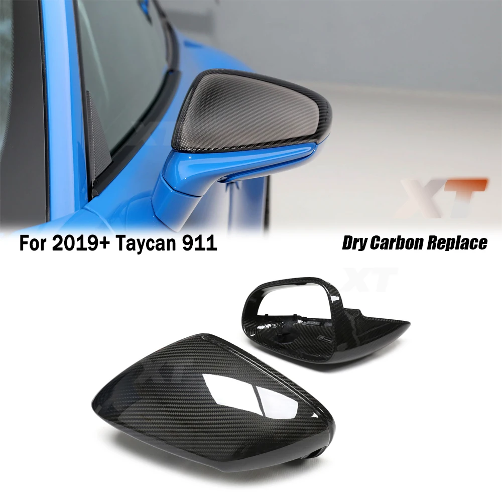Dry Carbon Fiber Mirror Cover Rear View Side Caps For Porsche 2019+ 911 992 Taycan J1 Carrera  Targa GT3 Replacement Forged