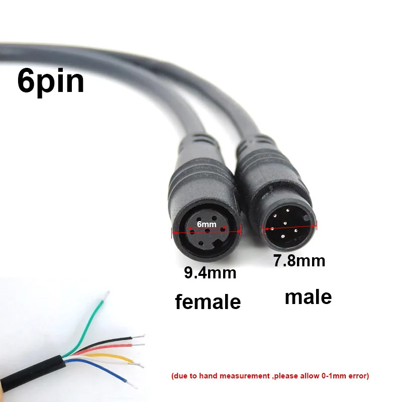 M8 9mm 3 4 6 8 core Pin DC Electric Bicycle Butt Joint Plug waterproof female male Connector Scooter Brake Cable sensor Signal