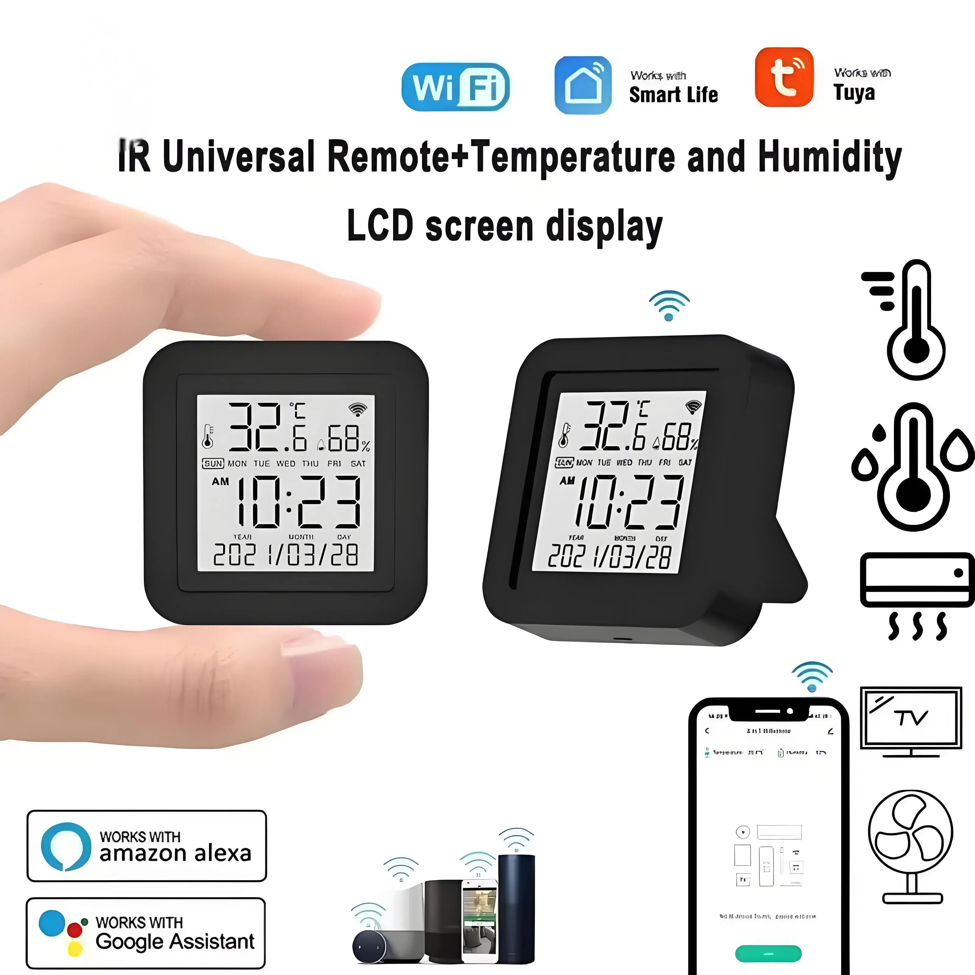 2026 New Wifi Digital Temperature Humidity Sensor Home Assistant Smart Life Backlight Hygrometer LCD Electronic Monitor Tools