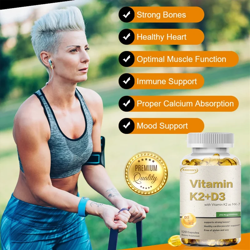 Vitamin K2 + D3 Supplement - Support Joint, Bone and Immune Health, Promotes Calcium Absorption
