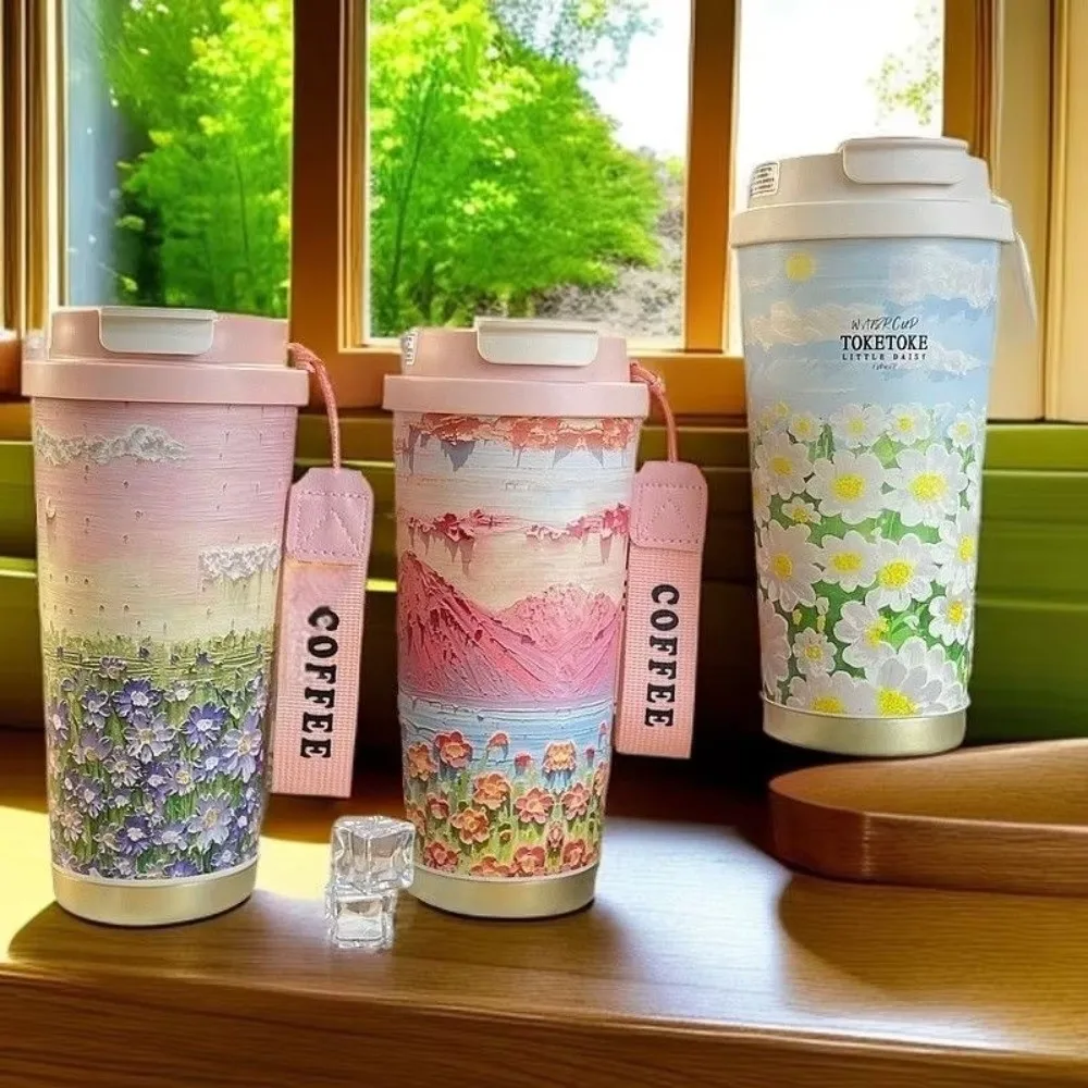 Портативная изолированная кружка 500 мл, двухслойная кофейная чашка большой емкости, герметичная вакуумная кружка из нержавеющей стали, посуда для напитков