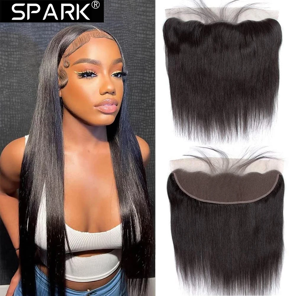 

SPARK 13X4 HD Кружева Фронтальная Прямая Реми Человеческие Волосы Предварительно Сорванные Швейцарские Кружевные Застежки С Детскими Волосами Бесплатная Часть Для Женщин Ежедневное Использование