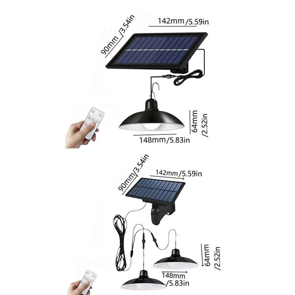 Waterproof Solar Pendant Light Single Double-Head Design Solar Powered LED Chandelier with Remote Control Led Hanging
