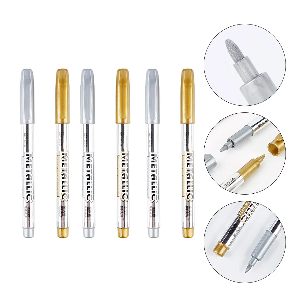 

6 шт. ручки для подписи, гладкие пишущие моющиеся маркеры для рисования для различных поверхностей, канцелярские маркеры для студентов