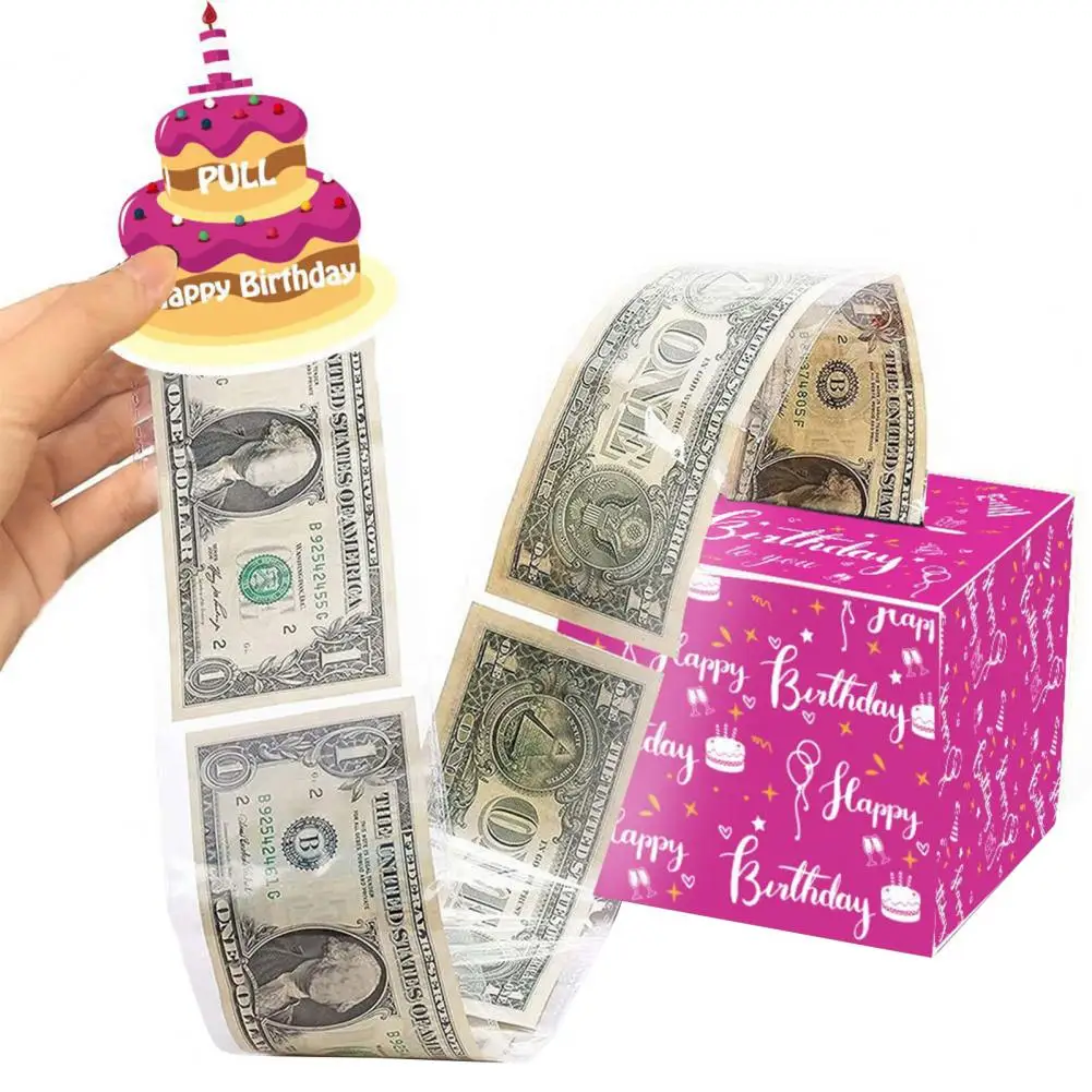 

Birthday Cash Pull Gift Box Holder DIY Assembly Surprise Making Creative Money Pulling Box Cash Gift Box Party Supplies
