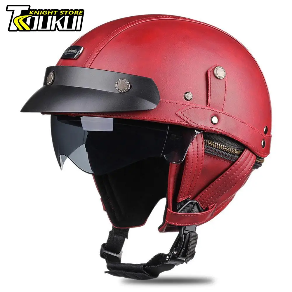 DOT Approved Motorcycle Retro Helmet Vintage Fashion Moto Helmet Capacete De Moto Half Helmet Baseball Cap Casco Moto Casque