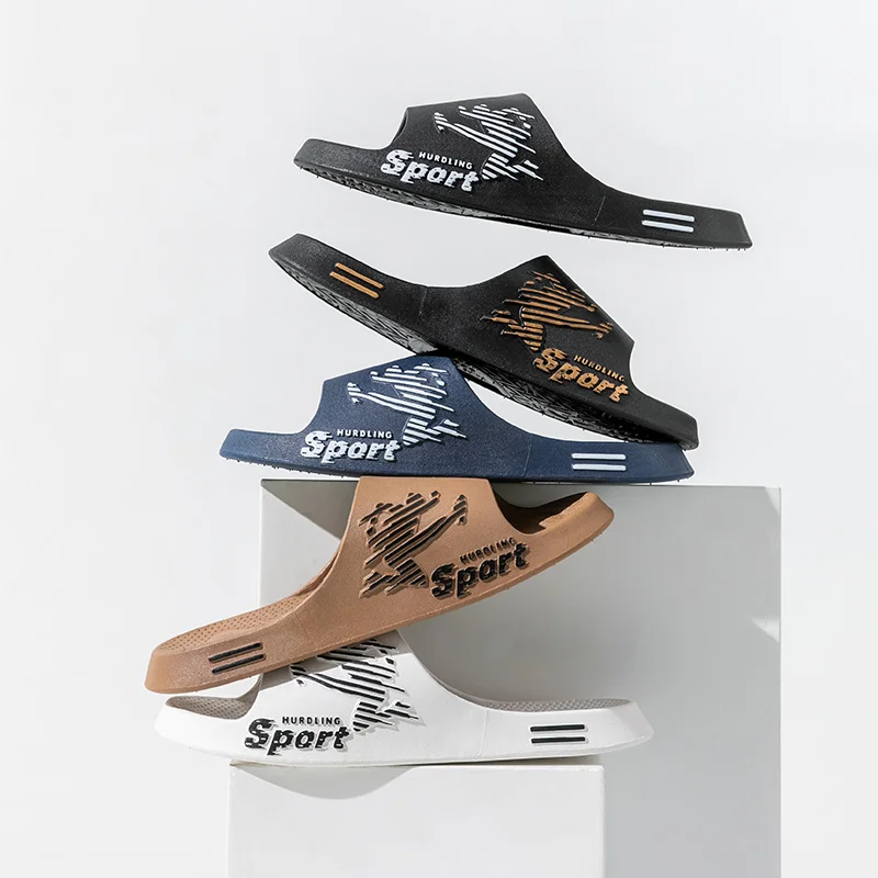 Men's Slippers Summer PVC Soft Slippers for Male Outdoor Thicken Anti-slip Beach Sandals Bathroom Leap Sport Cool ins New Sandal