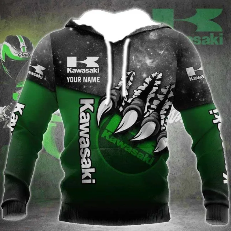 

Kawasaki Motorcycle Racing Style Hooded Sweatshirt Unisex Sports And Leisure Fashion Trend Latest Design