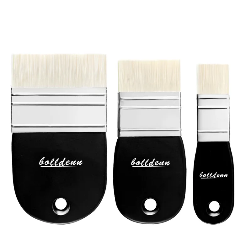 3 Sizes Flat Paint Brushes,Nylon Bristle Oil Paint Brushes,P