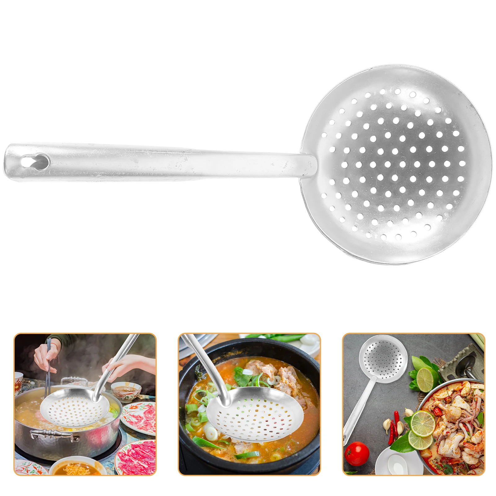 

Aluminum Colander Spoon Kitchen Strainer Spoon Long Handle Anti-Scald Metal Food Strainer For Home Restaurant Use Kitchen