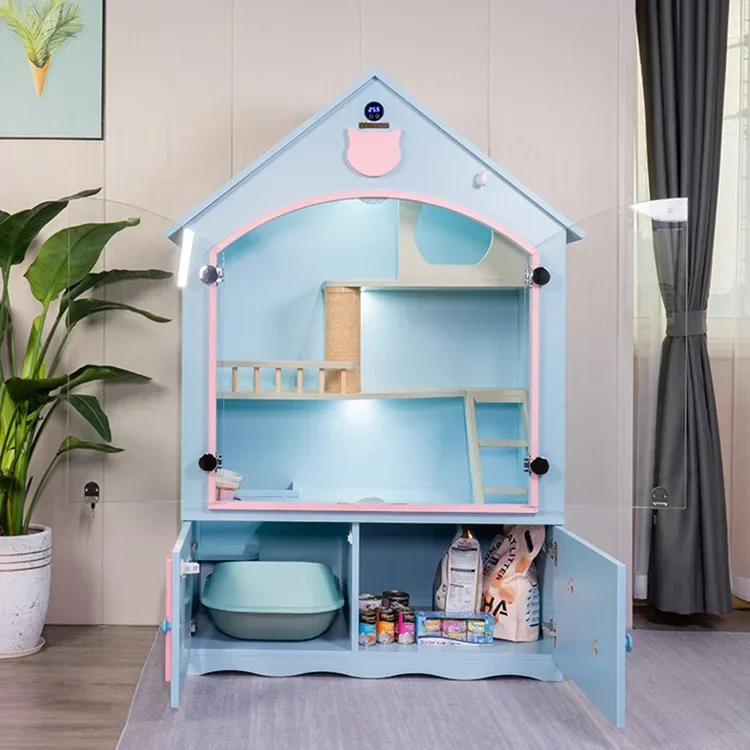 Cat House Family Cabinet Small Size Indoor Home Nest with Toilet