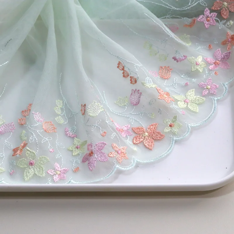 

20yds/lot Pink Green Floral Embroidery Lace Trim For Bra Skirt Hem Clothes Sewing Material DIY Apparel Dress Fabric Accessories