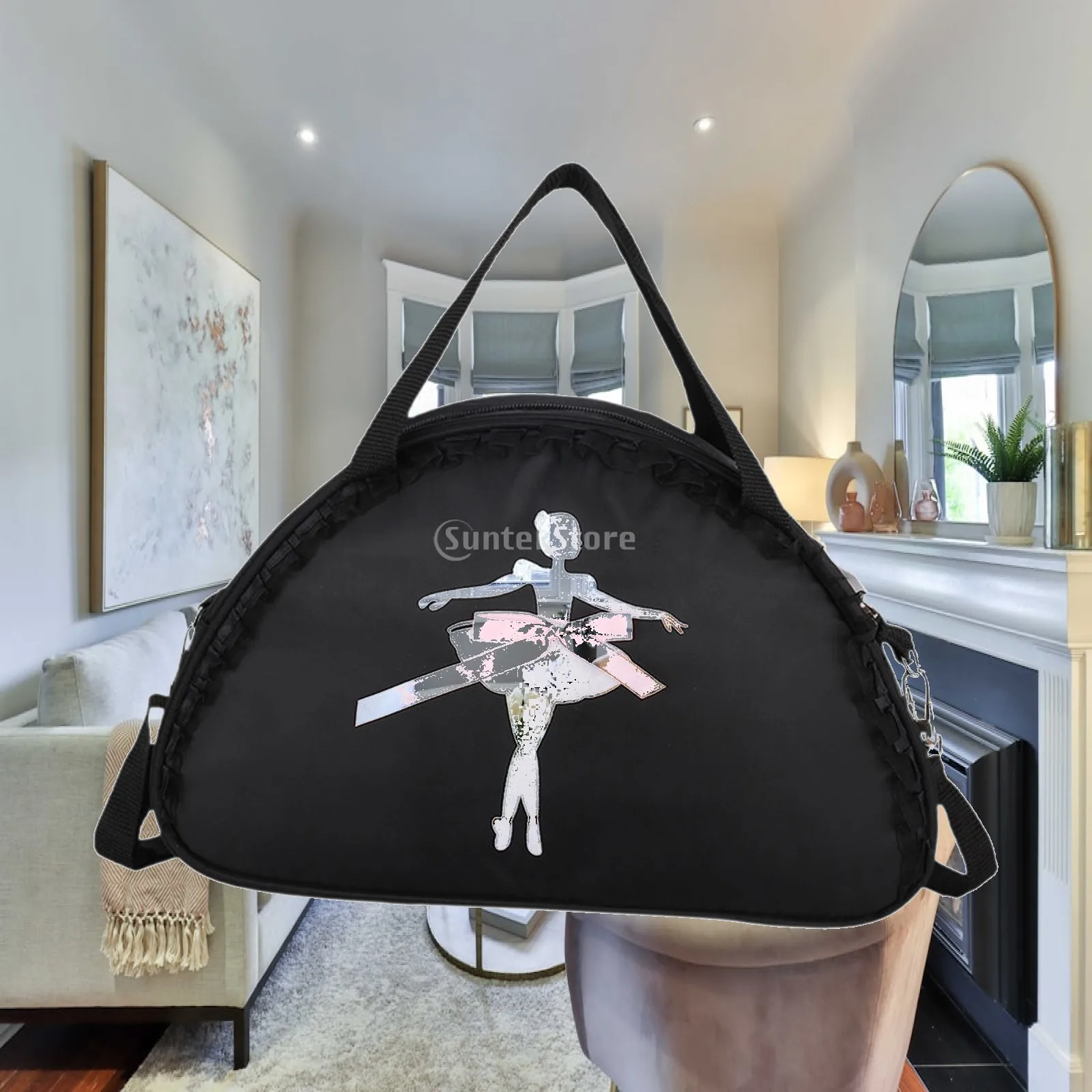 Ballerina Duffle Bag for Girls Cute Nylon Dance Travel Bag with Adjustable Shoulder Strap for Swimming Gymnastics and Hiking