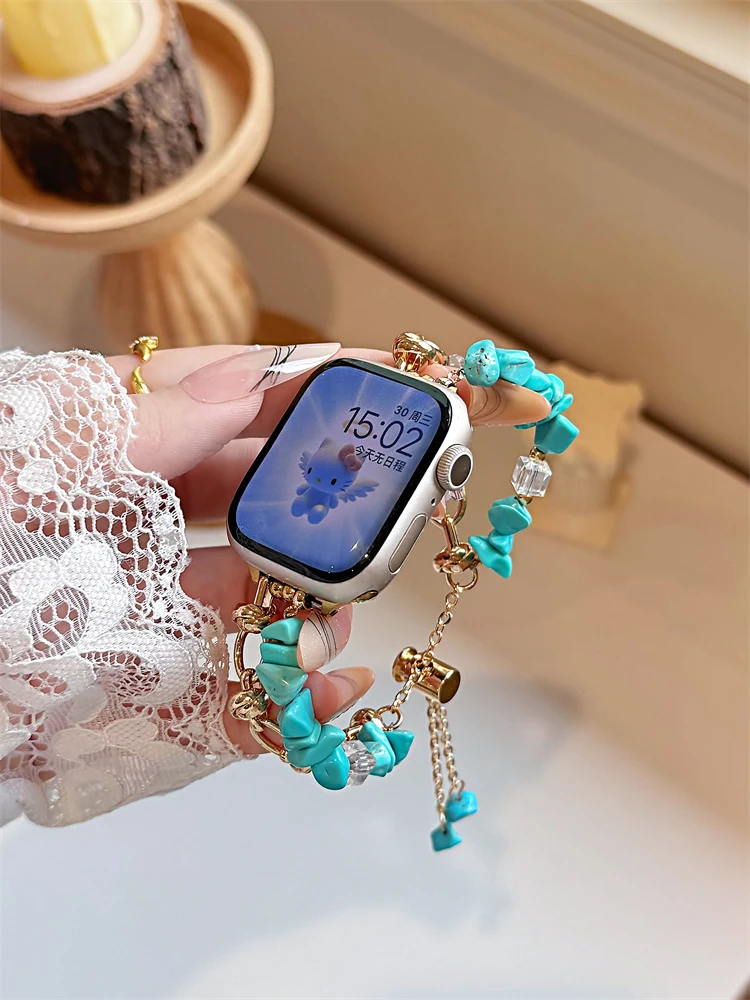 

Fashion Beads Metal Link Band For Women 40mm 41mm 42mm elegant Strap For Apple Watch bling nice good hot selling
