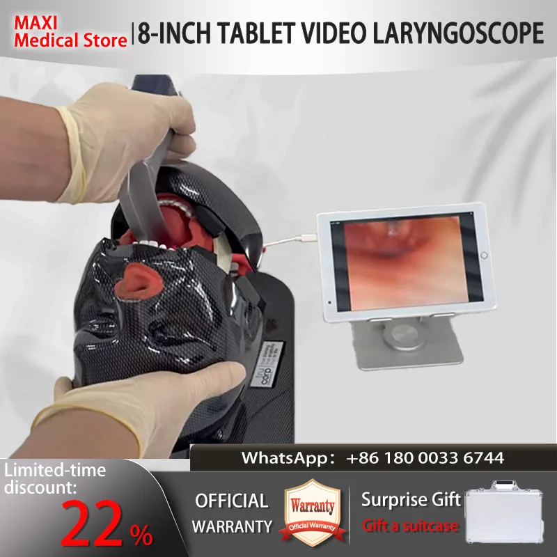 8-дюймовый планшетный компьютер, видеоларингоскоп, цветной сенсорный экран, цифровой ларингоскоп, многоразовые стерилизованные лезвия, можно выбрать