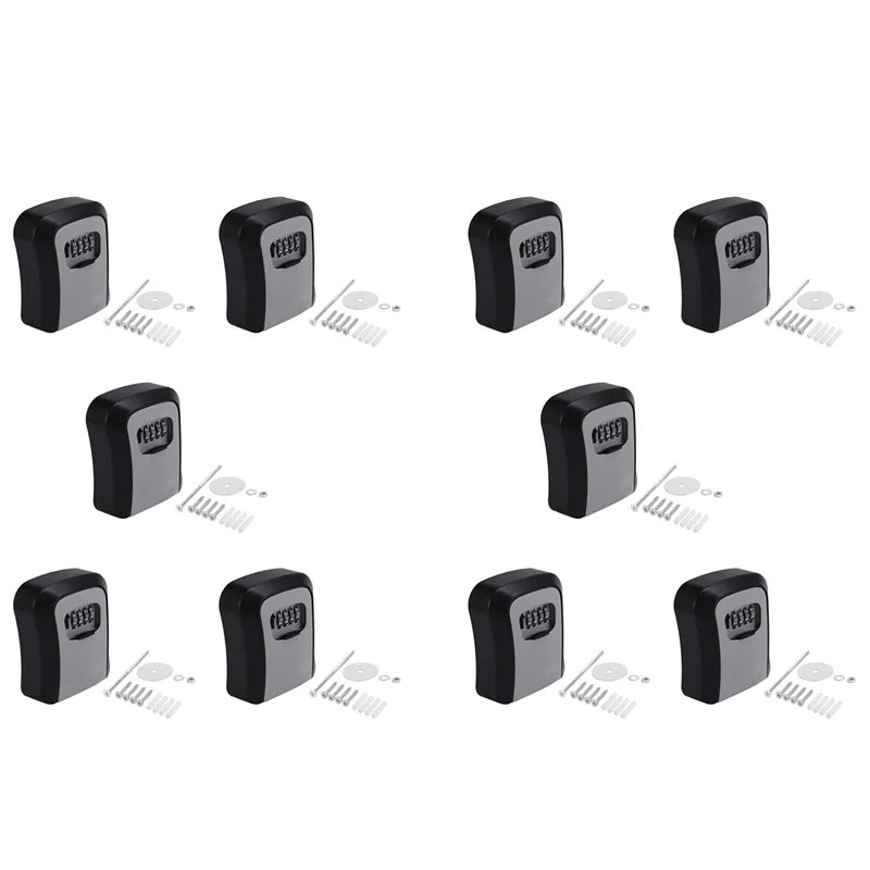 10X Key Lock Box Wall Mounted Key Safe Box Weatherproof 4 Digit Combination Key Storage Lock Box Indoor Outdoor