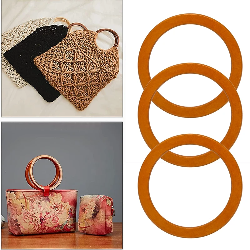 4PCS Wooden Round Shaped Handles Replacement For Handmade Bag Handbags Purse Handles Promotion