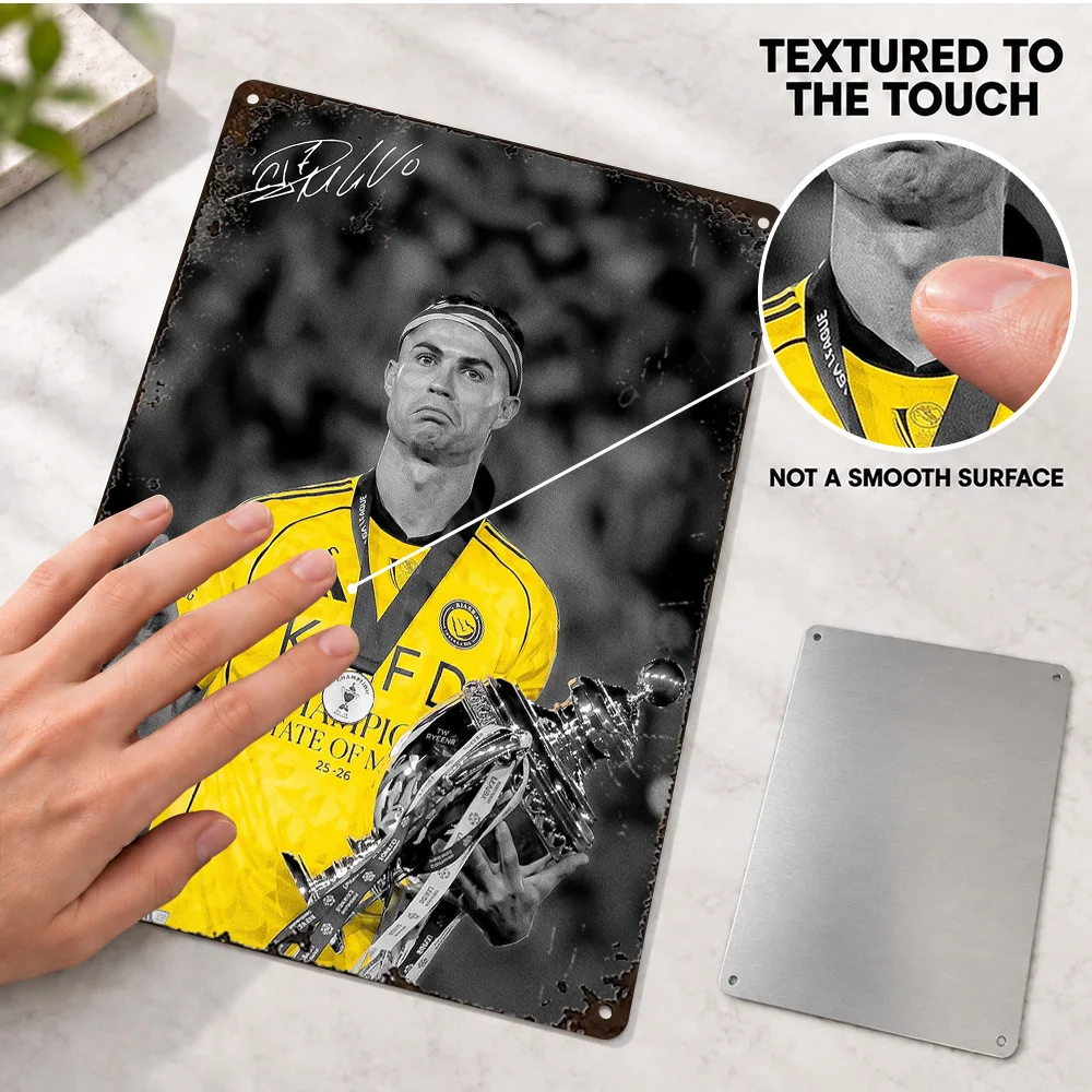 Cristiano Ronaldo Championship Victory Football Printed Poster Personalized Aluminum Sign Selective Color Wall Art For Game Room