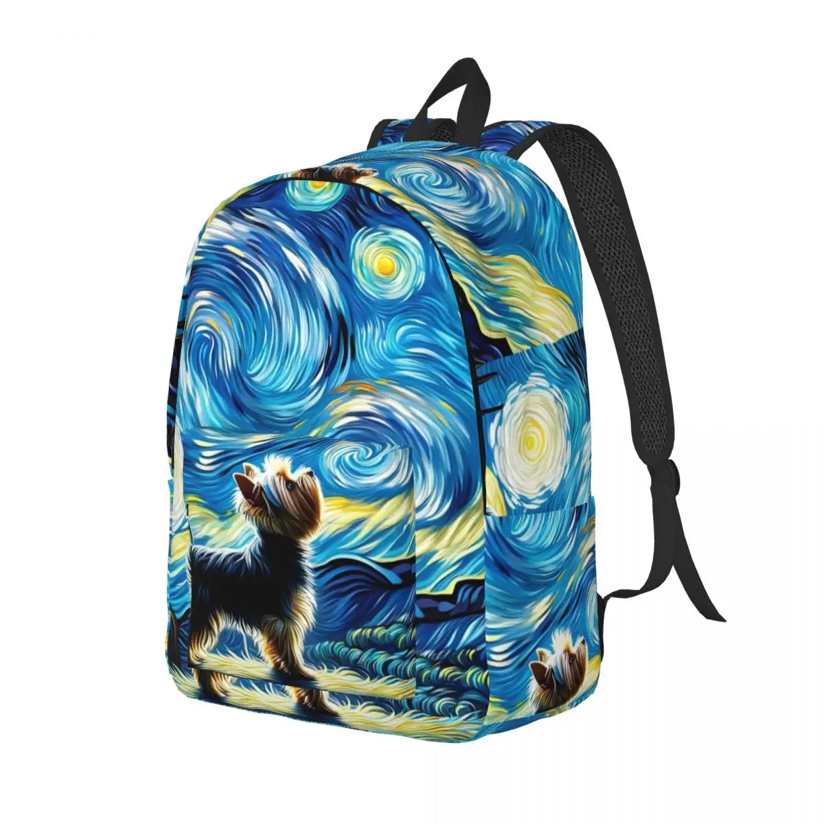 

Yorkshire Terrier Dog Gazing At The Night Sky Backpack Daypack Large Capacity BookBag School Bag Shoulder Bags for Men Women