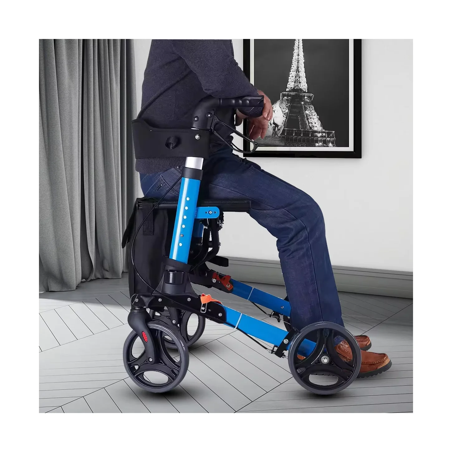 

2026 Hot Sale 4 Wheel Folding Rollator Walker for Old People Aluminum Forearm Rollator Walker & Rollator