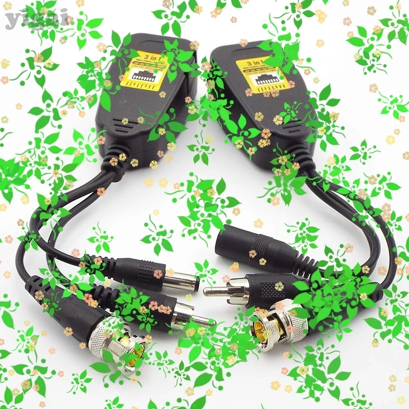 1/2/5 пар AHD/CVI/TVI источник питания для видео высокой четкости 3 в 1 балун 8 МП 3-проводной разъем постоянного тока «папа/гнездо» + разъем RCA «папа» + разъем BNC D6