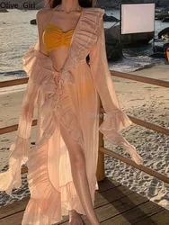 Holiday Outfit Sunscreen Cardigan Women's Bikini Dress Outerwear Sheer Long Beach Summer Female Women's Clothing